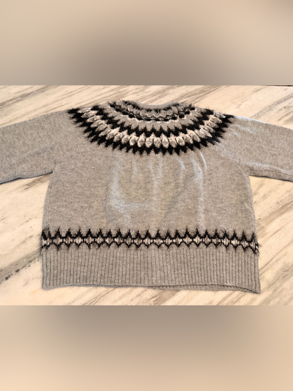 Cozy Gray Fair Isle Cardigan Sweater - Picture 6 of 6